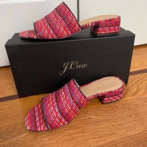 JCrew raffia block heels